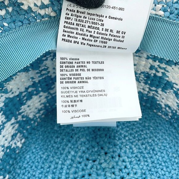 PRADA Crochet bucket hat Size S Viscose Rayon 100% White/Light Blue - Picture 14 of 14